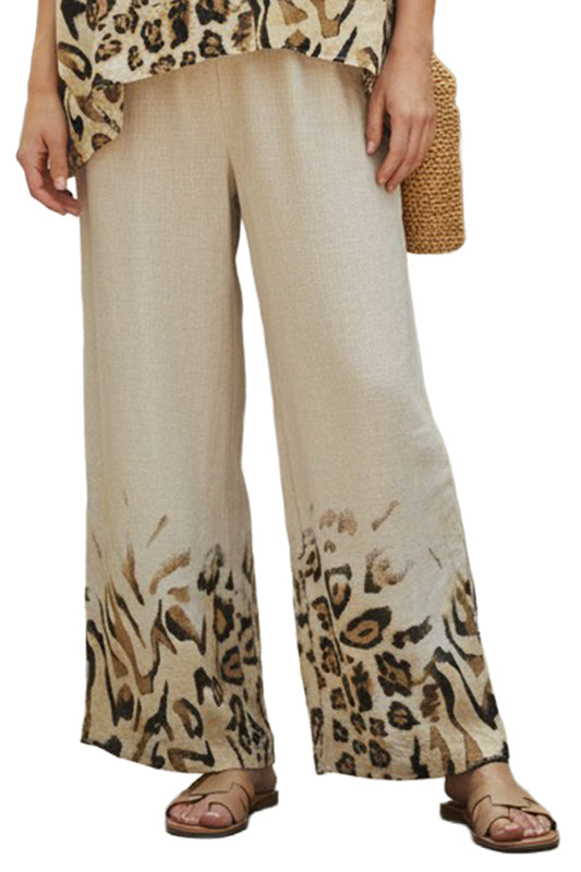 Leopard Print Linen Blend Pant