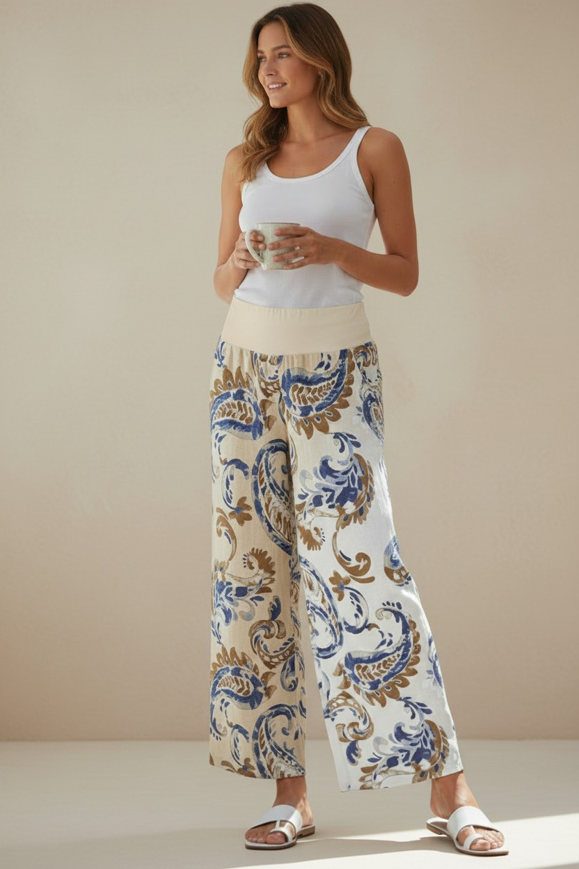Paisley Linen Blend Pant