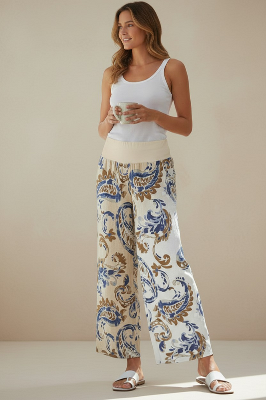 Paisley Linen Blend Pant