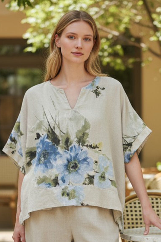 Floral Linen Blend Top