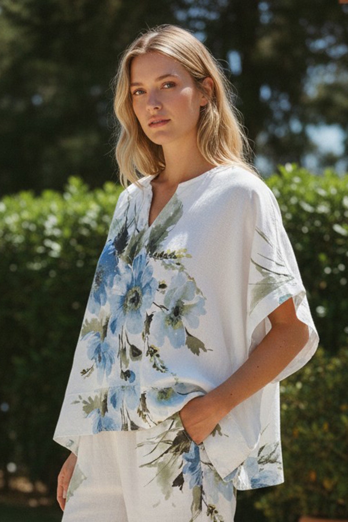Floral Linen Blend Top