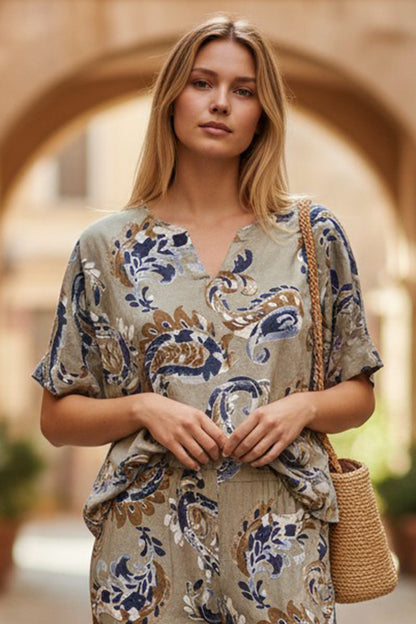 Paisley Linen Blend Top