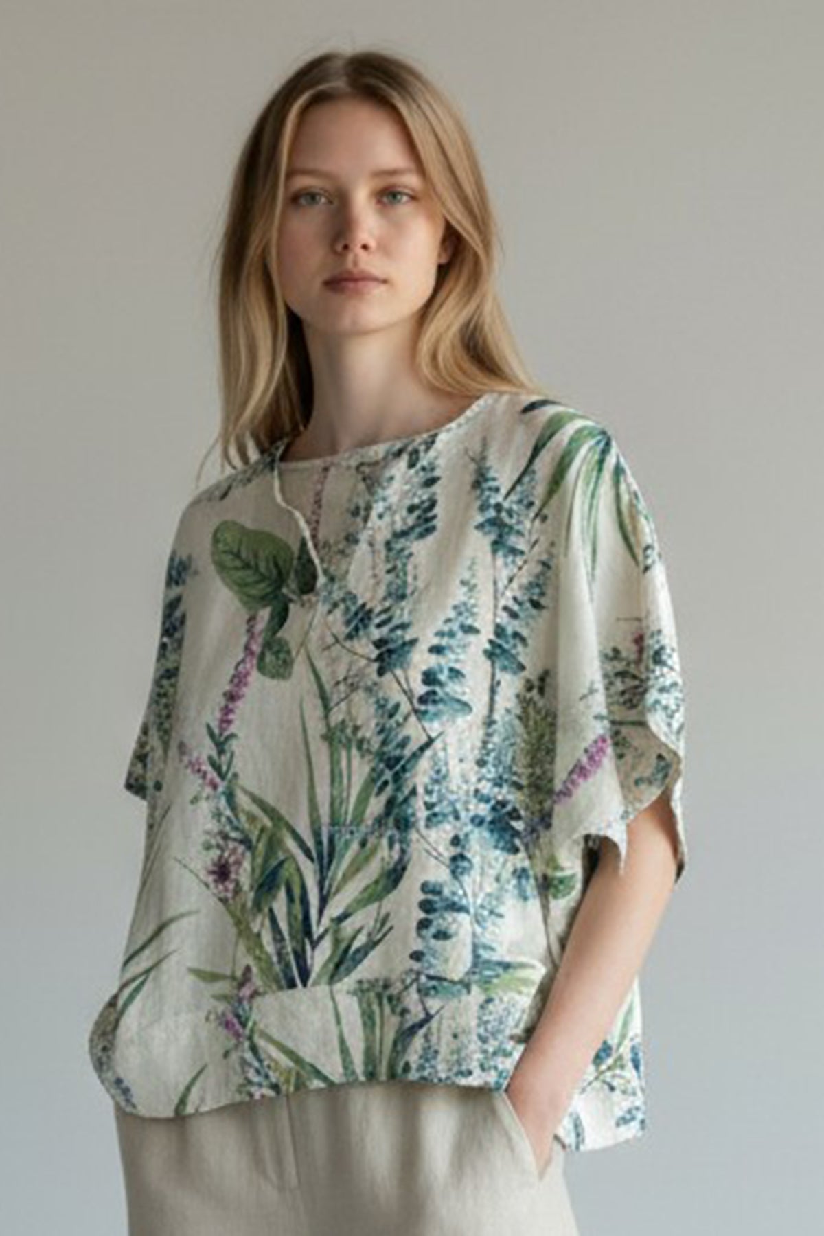 Tropical Linen Blend Top