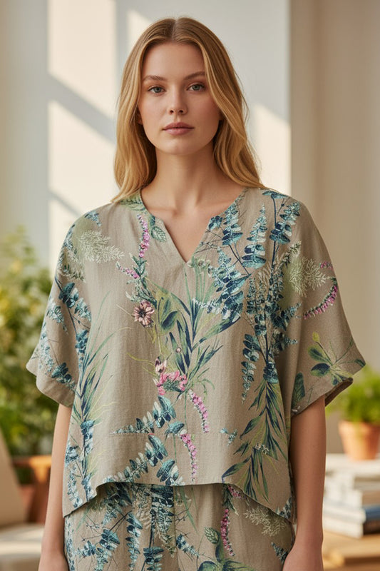 Tropical Linen Blend Top