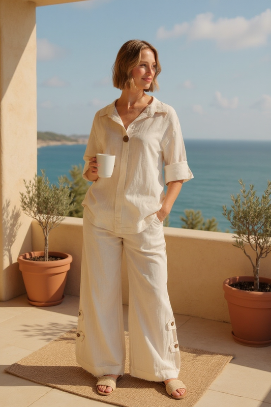 Linen One Button Shirt