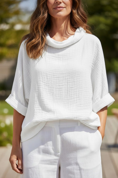 Cowl Neck Crinkle Top