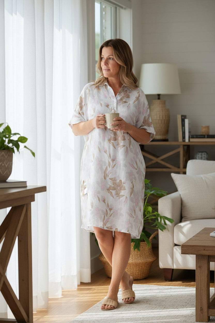 Floral Print Linen Dress