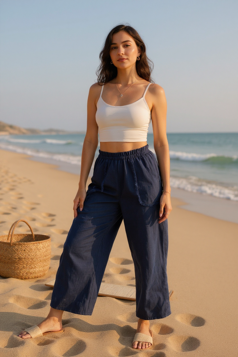 Fray Pocket Linen Pant