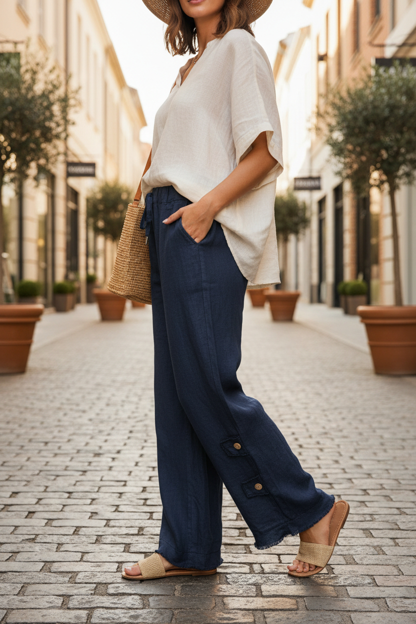 Fray Edge Button Pants