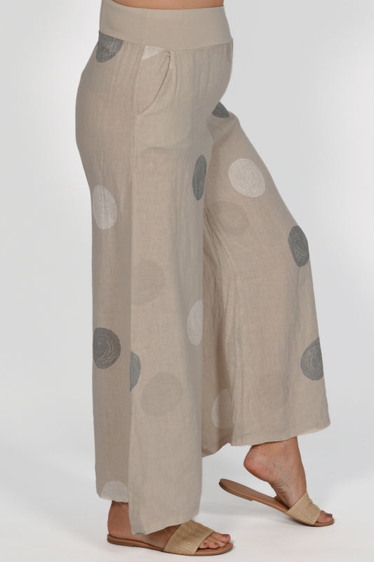 Polka Dot Print Linen Pant