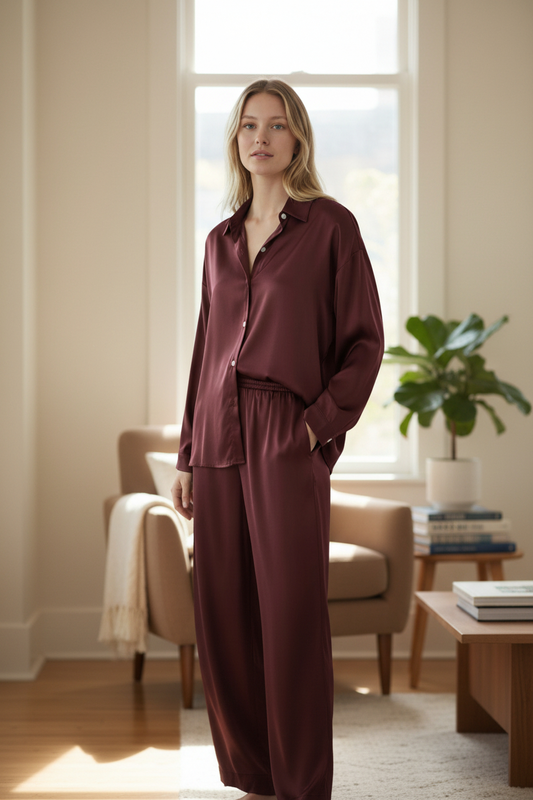 BU SATIN BUTTON DOWN SHIRT
