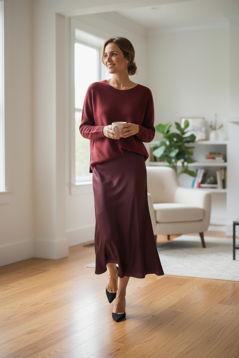 BU BIAS CUT SATIN SKIRT