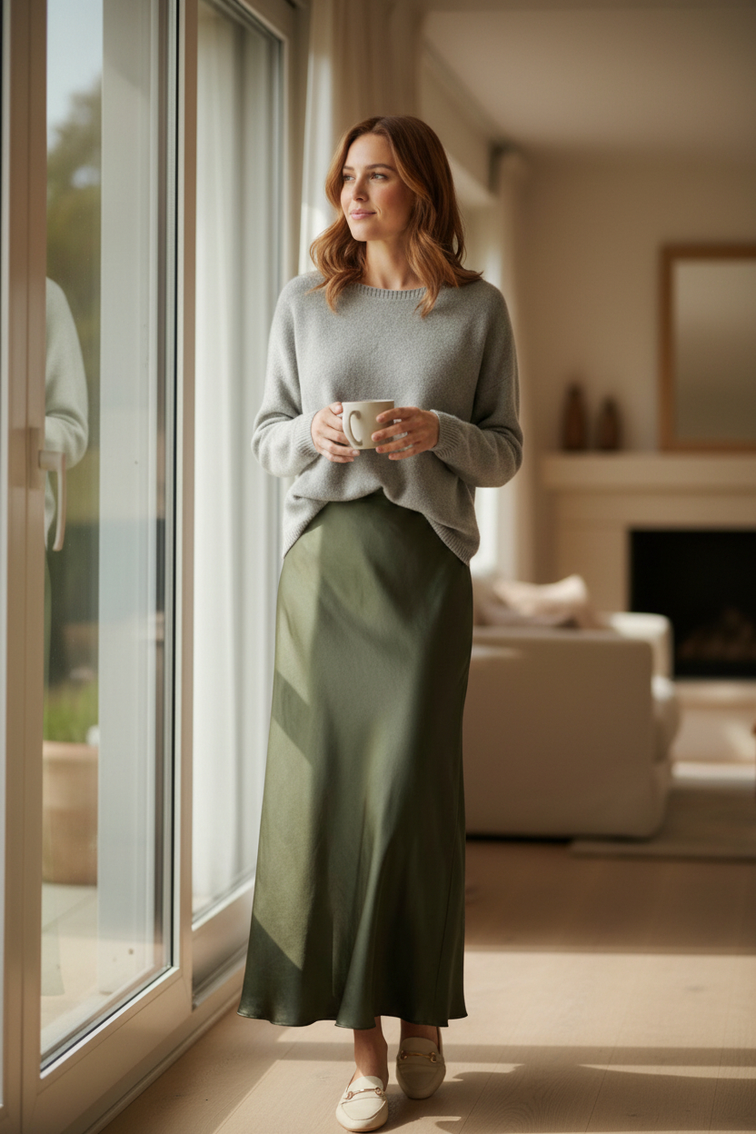 GR BIAS CUT SATIN SKIRT