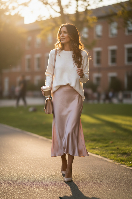 PK BIAS CUT SATIN SKIRT