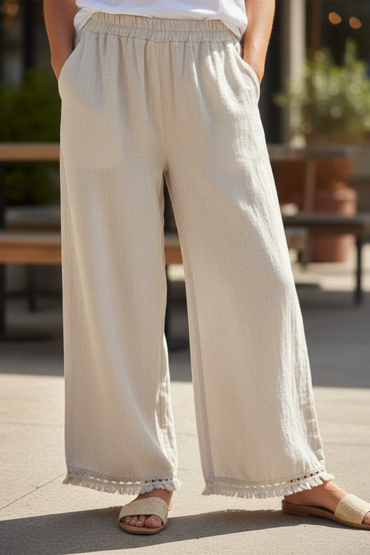 Fringe Bottom Linen Pant