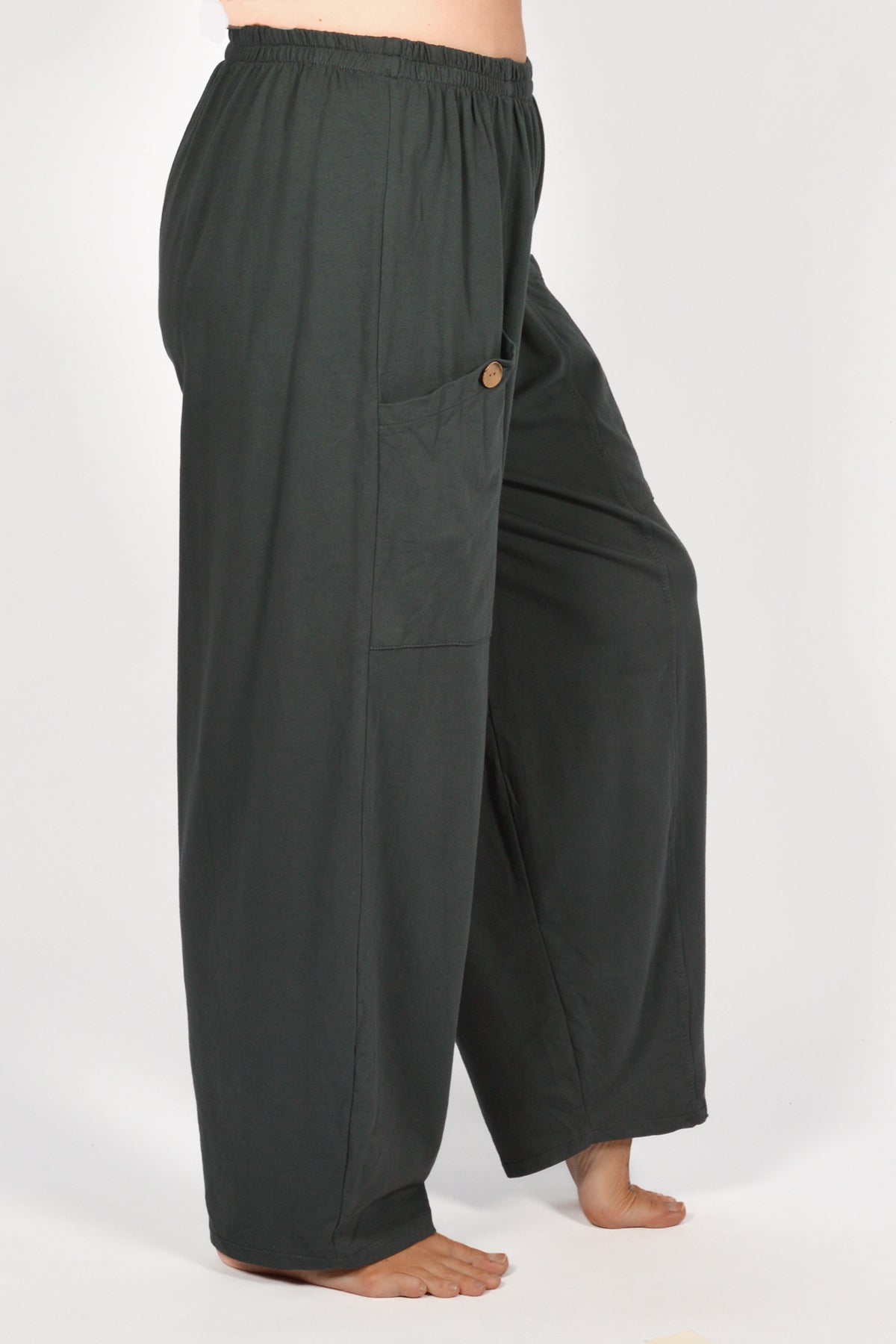 GY COTTON PANTS W/BUTTONS