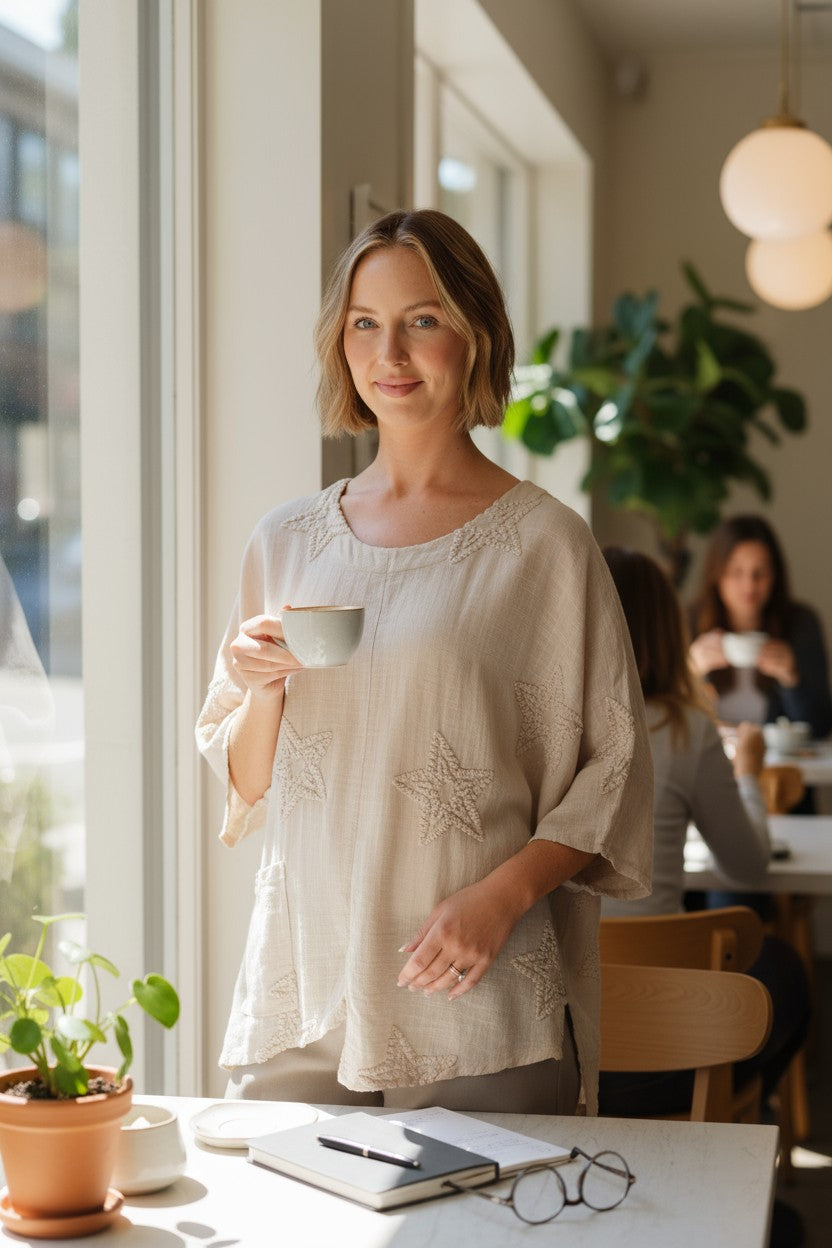Embroidered Star Top
