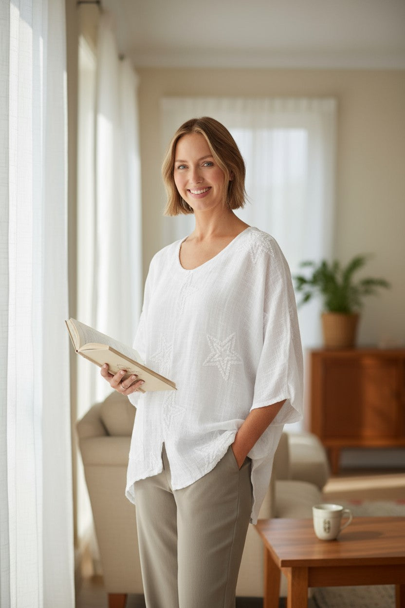 Embroidered Star Top