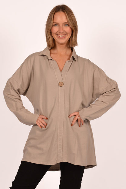 BE ONE BUTTON TOP W/CORDEROY