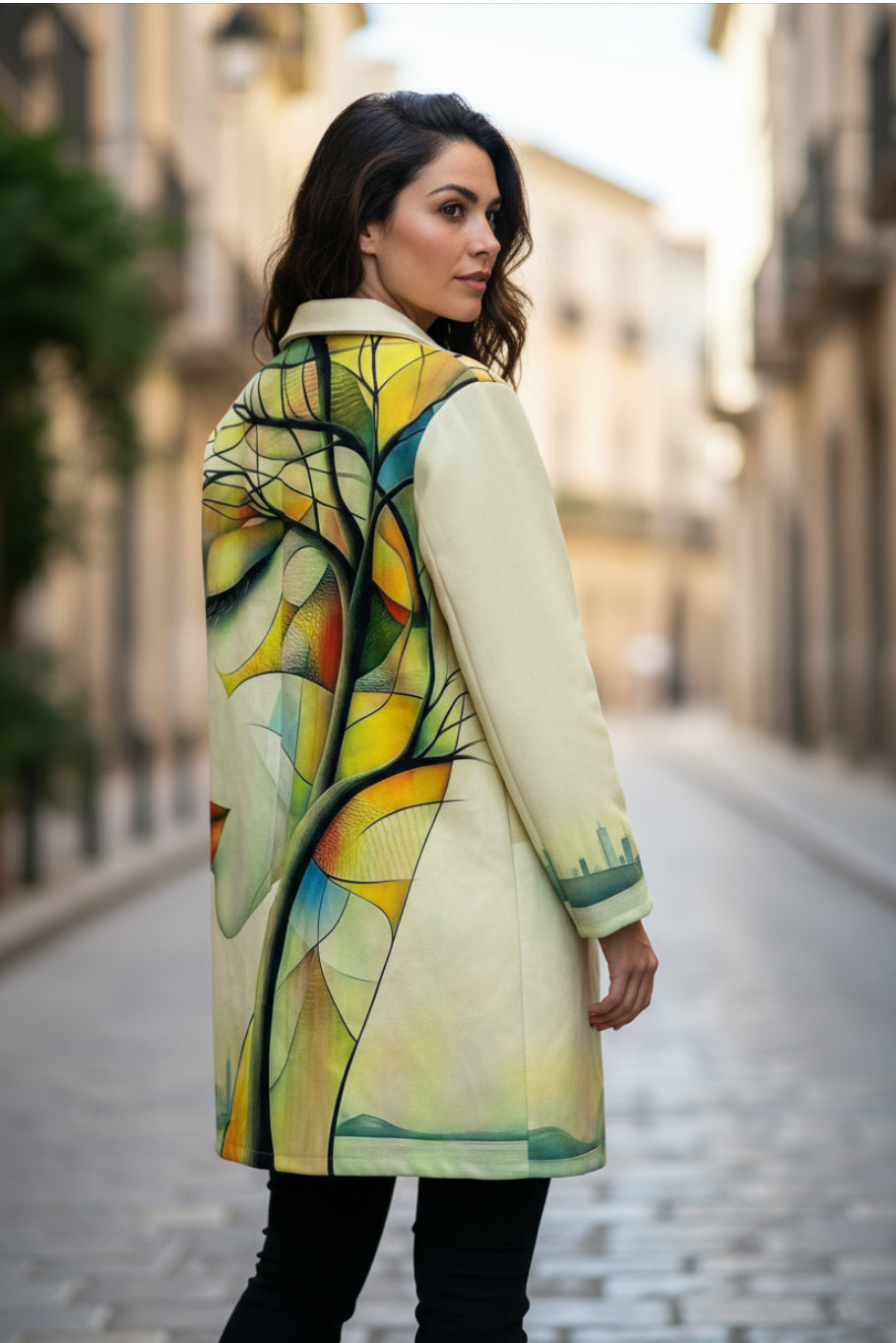 ABSTRACT FACE PRINT COAT