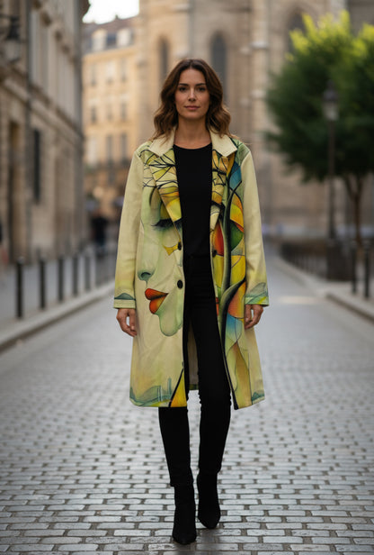 ABSTRACT FACE PRINT COAT