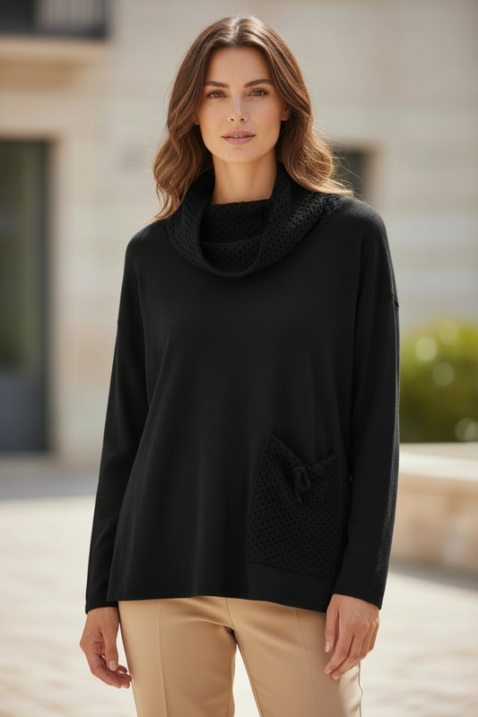 BK CROCHET COWL NECK TOP