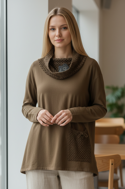 BR CROCHET COWL NECK TOP