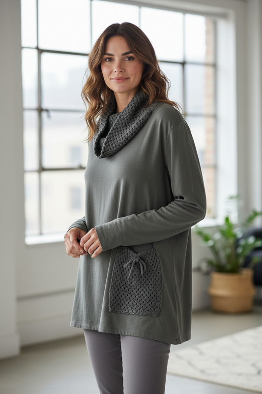 GY CROCHET COWL NECK TOP