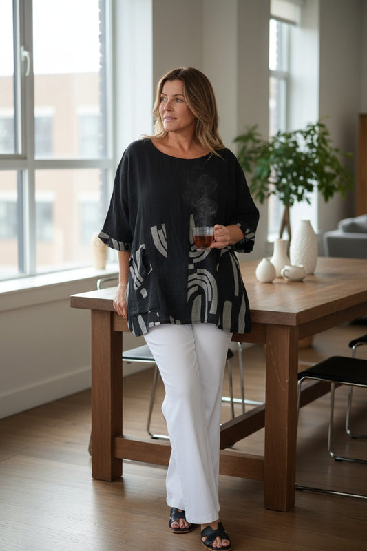 Abstract Print Top With Overlay