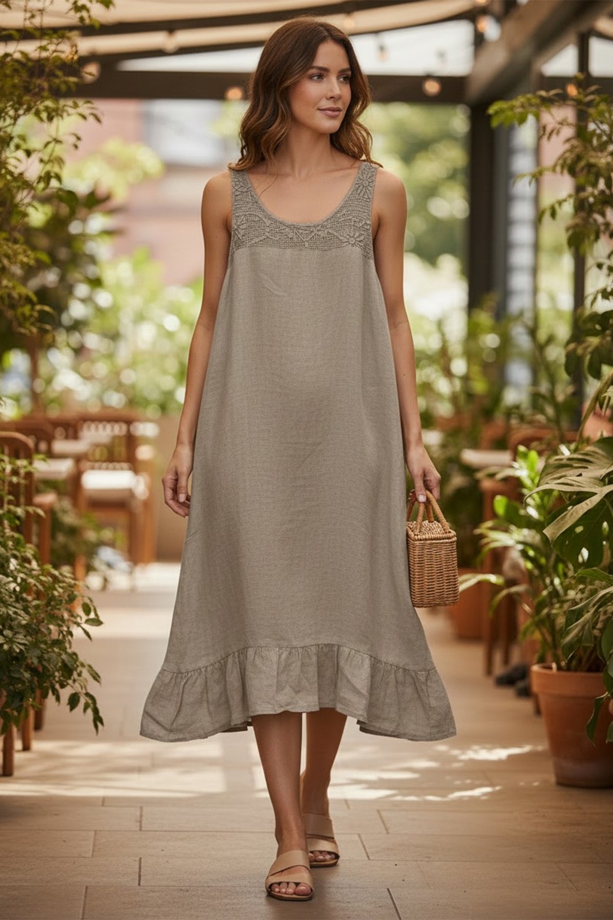 Crochet Linen Dress