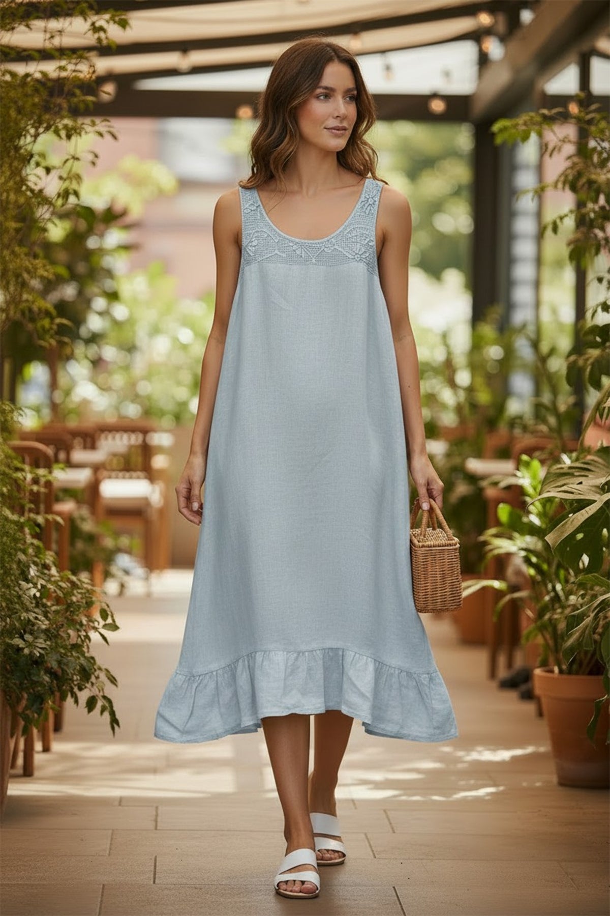 Crochet Linen Dress