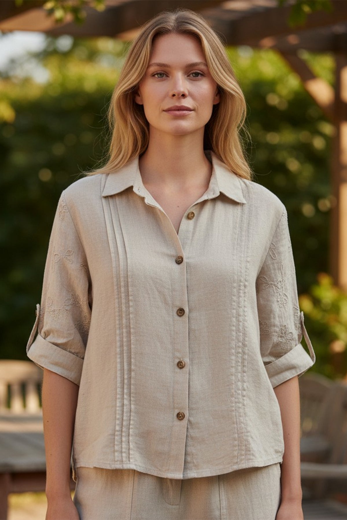 Linen Shirt with Embroidery