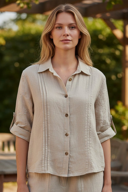 Linen Shirt with Embroidery