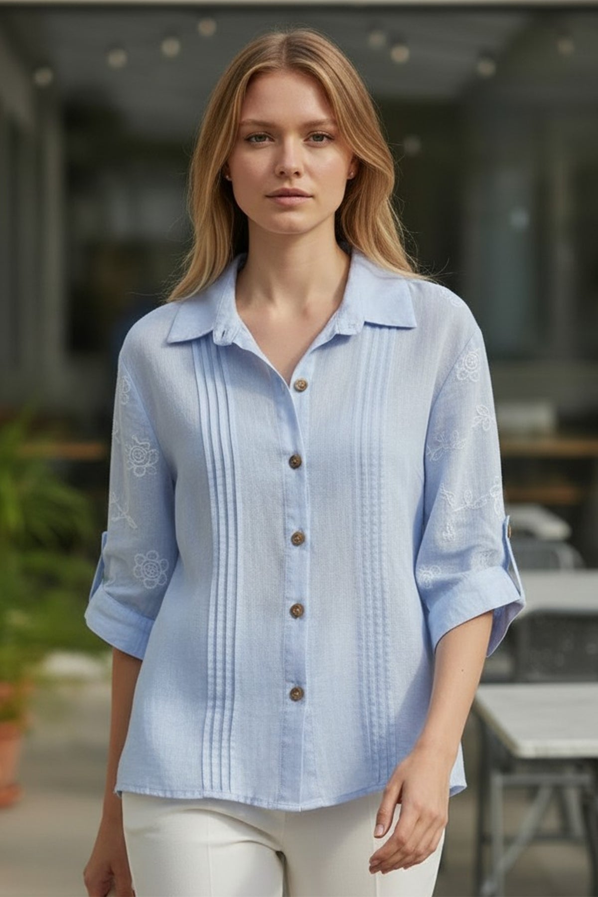 Linen Shirt with Embroidery
