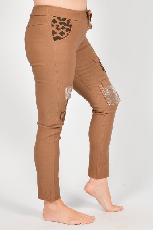 CA LEOPARD/SEQUIN PANT (2AST)